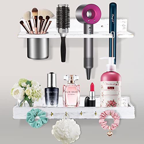Hair Tool Organizer,Wall Mounted Hair Dryer and Styling tool Holder,Blow Dryer Holder,Organizer for Hot Tools, Curling Iron,Hair Straightener(White)