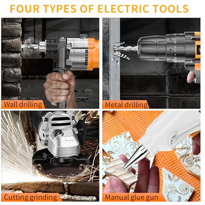 IZIO 42-Piece General Home Repair Tool Set with Drill, Grinder & Multimeter - Ideal Gift Idea for Men, Dad, Husband, Homeowners - Complete DIY Hand Tool Kit for Housewarming, Birthday, Christmas