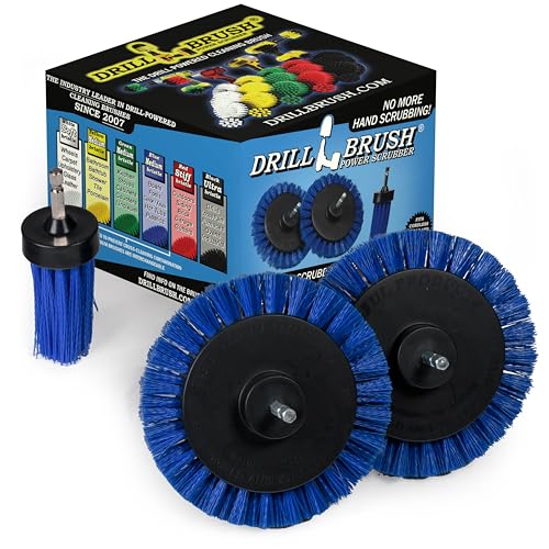 Drillbrush Boat Detailing Kit for Cordless Drill - Power Swimming Pool Tile Cleaner Brush Set - Crevice Cleaning Brush for Electric Drill - Small Power Scrubber for Grout - Spin Scrubber Attachment - color: Blue