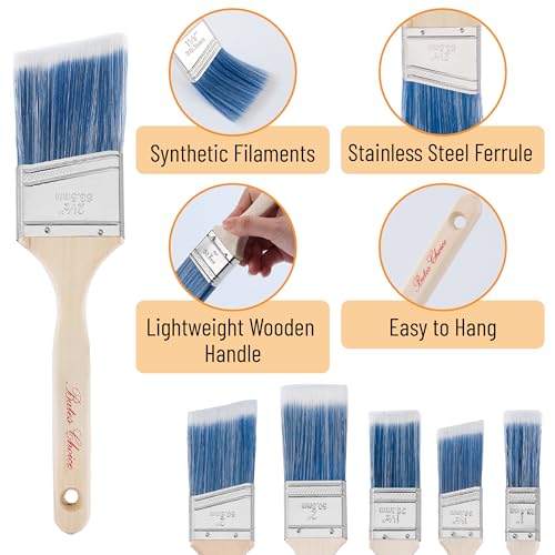 Bates- Angle Paint Brushes for Walls and Trim, 2.5 Inch, 3 Pack, Treated Wood Handle, Stainless Steel Ferrule, Wall Paint Brushes - color: Wood Handle Angle, size: 3 Pack, 2.5", Different Lengths