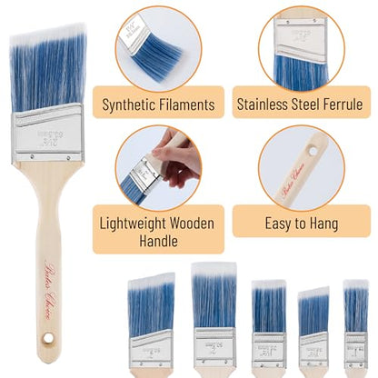 Bates- Angle Paint Brushes for Walls and Trim, 2.5 Inch, 3 Pack, Treated Wood Handle, Stainless Steel Ferrule, Wall Paint Brushes - color: Wood Handle Angle, size: 3 Pack, 2.5", Different Lengths