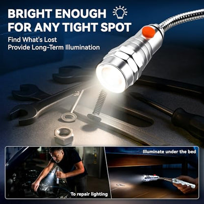 VIBELITE Extendable Magnetic Flashlight with Telescoping Magnet Pickup Tool-Cool Gadget Gifts for Men, Women, Him, Teen Boys, Husband, Dad, Father, Mechanic, Birthday Gifts for Men, Silver - style: Sliver Magnetic Tool