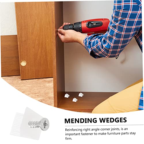 100Pcs Bottom Wedges for Furniture Reinforcement Angle Corner Braces Durable Dresser Drawer Repair Kit Easy Installation for Cabinet Shelves