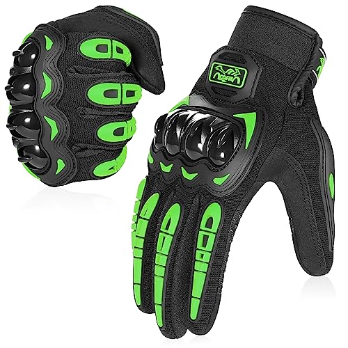 COFIT Motorcycle Gloves Breathable, Touchscreen Motorbike Gloves Anti-slip with Good Grip Hard Knuckles Protection for Men Women Motocross, BMX ATV MTB Cycling, Road Racing - Green M - color: 6-green, size: Medium