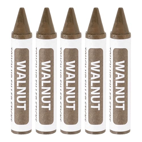uxcell Furniture Repair Wood Markers, 5 Pcs Walnut Touch Up Filler Sticks, Wood Wax Pen Crayons for Scratches, Wood Floors, Tables, Cabinet, Carpenters, Cover Ups - color: Walnut