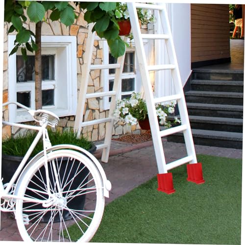 IMIKEYA 2Pcs Rubber Ladder Feet Covers, Non-Slip Steep Ladder Foot Pads - Universal Stepladder Rubber Pads for Floor Protector Security Bumpers, Red