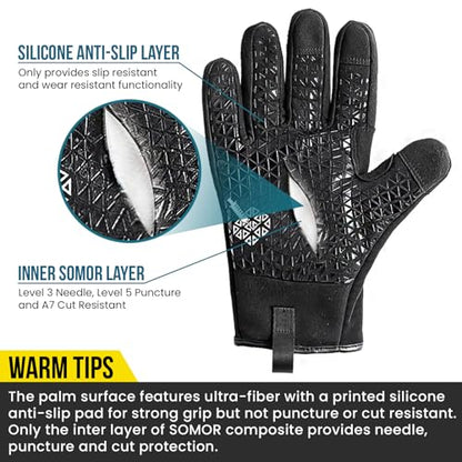 TAILI Level 3 Needle-resistant, Level 5 Puncture-resistant and A7 Cut-resistant Work Gloves, Grip Enhanced, Breathable, Touchscreen Gardening Gloves for Men, Black, X-Large (XL), 2 Pairs - size: X-large (2 Pairs), style: Needle-resistant, Cut-resistant