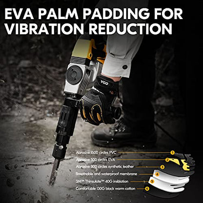 Vgo... 1-Pair 32°F Waterproof Heavy Duty Winter Work Gloves Men,Mechanic Gloves, Impact Protection& Vibration Reduction (Size S, Black&Gold, SL8849FW) - color: Black&gold-winter, size: Small (1 Pair)