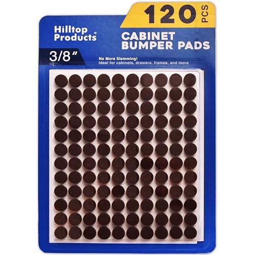 120 Pack Small 3/8" Felt Cabinet Bumpers, Door Felt Pads for Cabinet Doors & Drawers, Furniture Surface Protectors (Brown) - color: Brown