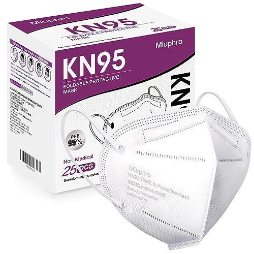 Miuphro KN95 Disposable Face Mask 25 Pack 5-Ply Breathable Safety Masks Against PM2.5, Disposable Respirator Protection Mask for Men and Women White - color: White