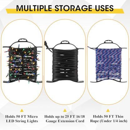 Ripeng 6 Pcs Light-Duty Extension Cord Holder, Hangable Rope Winder Fits Light Duty Cord, Small Cable Organizer Reel for Indoor Extension Cords, LED String Lights, Ethernet & Thin Rope