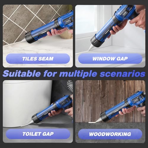 Cordless Caulking Gun, Battery Powered Caulk Gun, Electric Caulking Gun w/2 x 2.0Ah Batteries,LED Light, Auto Retract for Filling, Sealing