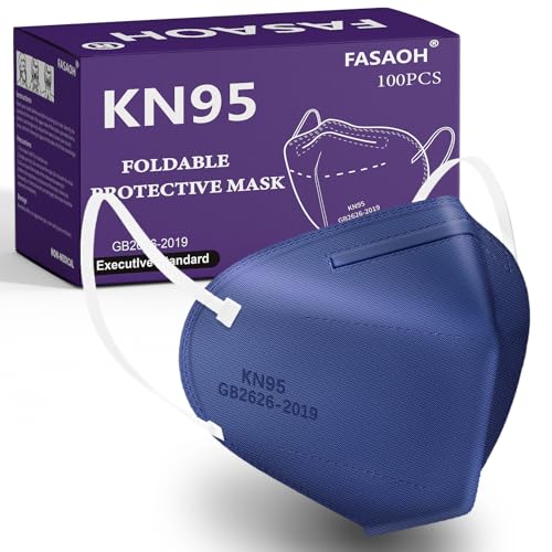 KN95 Face Masks 50 PCS 5-Ply Grey Masks Breathable Elastic Ear Loops Cup Dust Safety Mask Filter Efficiency≥95% - color: Dusty Blue