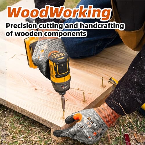 Schwer 12 Pairs Cut Resistant Work Gloves, CR3066 ANSI A4 Cut Proof Gloves with PU Coating, Touch-Screen, Non Slip, Reinforced Thumb, Wire & Fiberglass Free, Durable Working Gloves for Construction, M - size: Medium