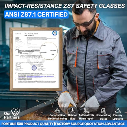 Safety Glasses Ansi Z87.1 Clear Safety Glasses Bulk Impact Scratch Resistant Lens Protective Eyewear for Men Women - color: 12pcs Gray