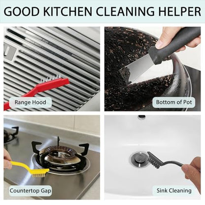 Crevice Cleaning Brush Set, Hard Bristle Gap Scrubber Tools for Bathroom Grout, Window Tracks & Shower Doors, Deep Cleaning Home Essentials & Practical Housewarming Gifts 12-Pack - color: Black