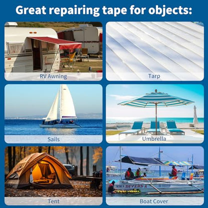 RV Awning Repair Tape, Tent, Waterproof Tarp, Car Cover, Boat Covers, Sail Tape, Outdoor Umbrella Fiber Glass Repair Tape 3.15in - style: 50ft