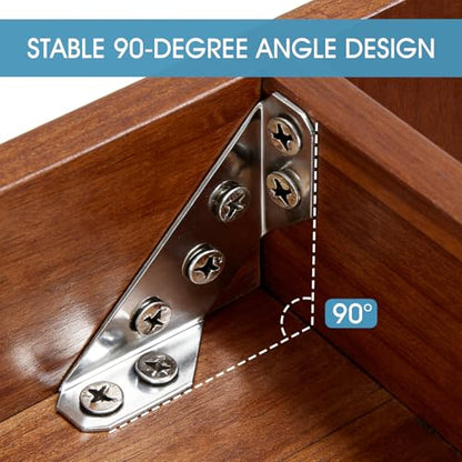 24-Pack Premium Stainless Steel Corner Brackets for Wood, Heavy Duty Furniture Corner Connectors Braces for Cabinets, Tables, Chairs, Drawers Universal Metal Triangle Brackets with 144 Screws