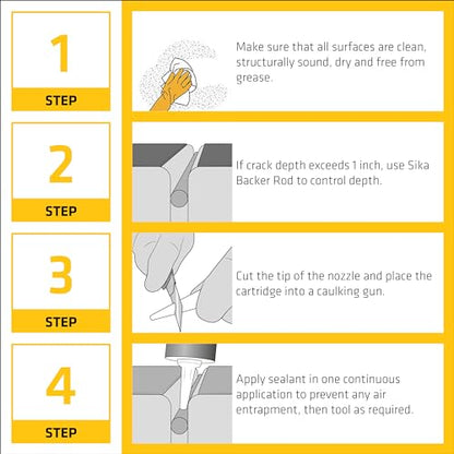 SIKA Sikaflex Crack Flex Sealant - Gray, High-Performance Polyurethane, Self-Leveling, Textured - Waterproof Seal for Horizontal Cracks - 10.1 fl. oz (Pack of 12) - size: 10.1 Fl Oz (Pack of 12)
