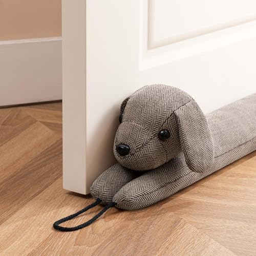 Sunolga Linen Door Draft Stopper for Bottom of Door and Window, Weighted Cute Animal Seal Strip for Wind, Noise, Dust, Door Snake and Sweep for Home Essentials Decorative, 38" Air Blocker, Brown Dog - color: Brown Dog, size: 38 Inches