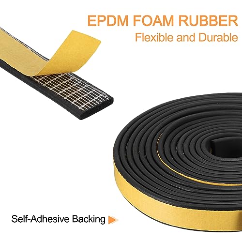 uxcell Weather Stripping 5/8" W x 1/8" T x 26ft L Adhesive Door Window Seal Strip Foam Seal Tape for Doors Window Insulation - size: 5/8"W x 1/8"T x 26ft L