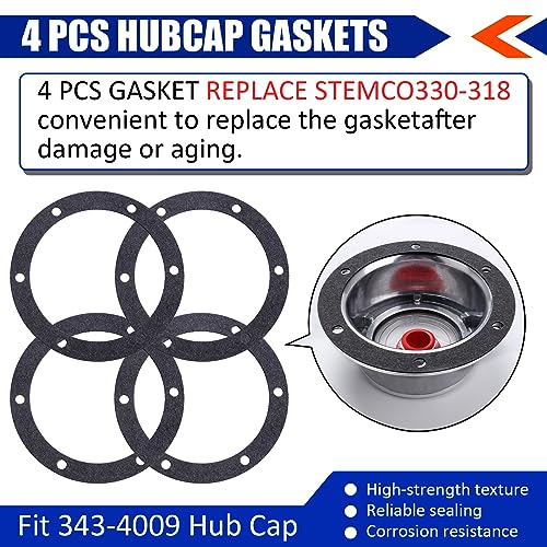 CheeMuii 3595995 Hub Cap Window Cover Kit for 3434009 Hub Caps 4 Set 359-5995 Hubcap Oil Window with Plugs Gaskets and Bolts Replace for Stemco 343-4009 Semi Truck Trailer Hub Caps