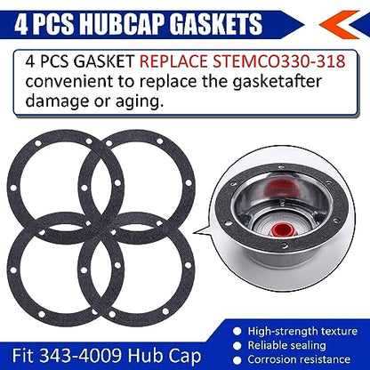 CheeMuii 3595995 Hub Cap Window Cover Kit for 3434009 Hub Caps 4 Set 359-5995 Hubcap Oil Window with Plugs Gaskets and Bolts Replace for Stemco 343-4009 Semi Truck Trailer Hub Caps