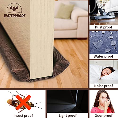 Waterproof Twin Door Draft Stopper Adjustable Size 30" to 36" Weather Stripping Noise Blocker Window Breeze Blocker - color: Coffee, size: 2 inch