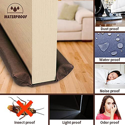 Waterproof Twin Door Draft Stopper Adjustable Size 30" to 36" Weather Stripping Noise Blocker Window Breeze Blocker - color: Coffee, size: 1.6 inch