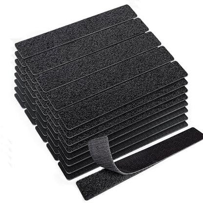 KING MOUNTAIN 1x7 Inch Hook and Loop Strips, 20 Sets Nylon Self Adhesive Tape, Double Sided Strong Back Adhesive Tape and Dots for Office, Home and Crafting, Heavy Duty, Black - size: 1*7in, style: Black Tape