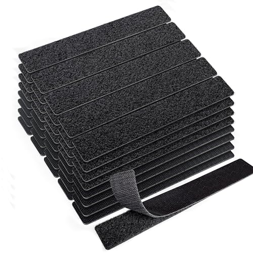 KING MOUNTAIN 1x7 Inch Hook and Loop Strips, 20 Sets Nylon Self Adhesive Tape, Double Sided Strong Back Adhesive Tape and Dots for Office, Home and Crafting, Heavy Duty, Black - size: 1*7in, style: Black Tape