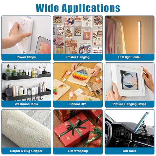 3M Double Sided Tape 0.39in X 9.85ft，Heavy Duty Removable Mounting Tape, Picture Hanging Adhesive Strips - size: 0.39in x 9.85ft