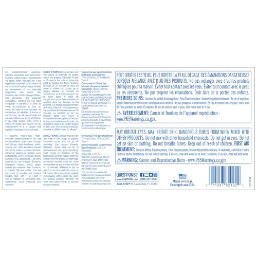 STAR BRITE Marine Silicone Sealant - Clear 10.1 Oz - Waterproof, Durable, UV Resistant, for Fiberglass, Metal, Wood, Glass, Ceramic & More (082122) - size: 10.3 fl oz