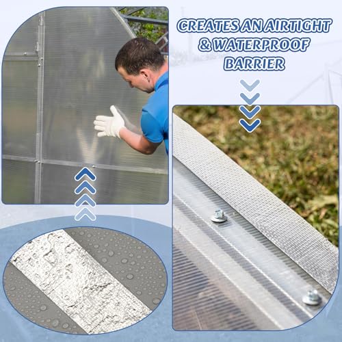 Fuyoooo 2 Roll 1.18in x 131 ft in Total Aluminum Polycarbonate Tape, Heavy Duty Waterproof Sealing Insulation Greenhouse Tape, Self Adhesive UV Heat Resistant for Greenhouse Roofing Outdoor Repairs - style: Classic Styles