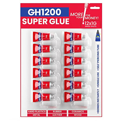 12 Grams Super Glue All Purpose with Anti Clog Cap. Ca Glue - Adhesive SuperGlue. Cyanoacrylate Glue for Hard Plastics, DIY Craft, Metal (12 g) - style: 12 g
