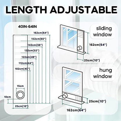 Loviga Portable Air Conditioner Window Kit, Window Vent Seal Kit for Portable Air Conditioner Dryer, 2022 Upgraded 100% Sealing Waterproof Easy to Install, 10x40-64 inches Length Adjustable - color: Sliding/Hung Window-10"x64" (25x162cm)
