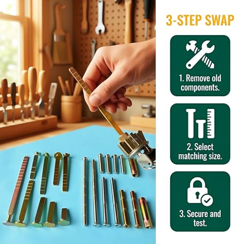 21-Piece Thick Door Lock Extension Kit – Adjustable Deadbolt Tailpiece Set for 1-4 Inch Doors – Fits SC1 SC4 KW1 Keyways – Long Screws – Heavy Duty Door Lock Repair Kit for Patio & Security Doors