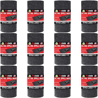 Drymate XL Oil Spill Mat (36" x 59") (12-Pack), Premium Absorbent Oil Pad, Reusable, Washable, Durable, Waterproof Backing Contains Liquids, Protects Garage Floor Surface (USA Made) - size: 36" x 59" (12-Pack)