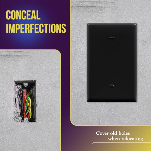 ENERLITES Blank Device Wall Plate, Jumbo Blank Cover, Gloss Finish, Oversized 1-Gang 5.5" x 3.5", Polycarbonate Thermoplastic, 8801O-BK, Black - color: Black, size: Over-Size