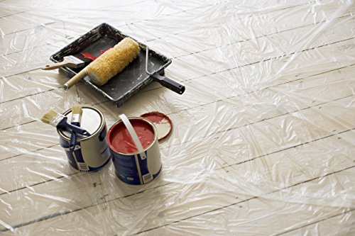 Plastic Sheeting (10' x 25') Long, 6 Mil Polyethylene Film & 12 Pack of Painters Plastic Drop Cloth 9x12 Feet.