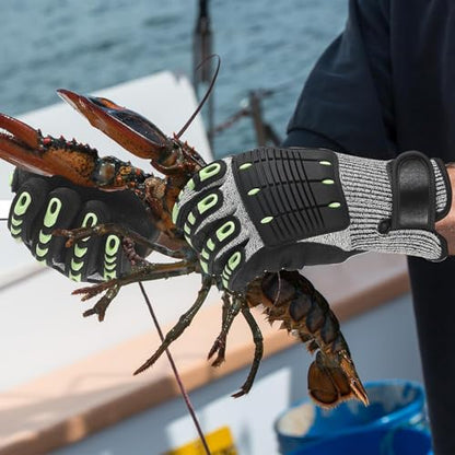 Lobster Gloves for Diving, Puncture and Cut Resistant Fishing Spearfishing Freediving Scuba Diving Gloves, Fully Coated Safety Work Glove for Men Women - size: XX-Large