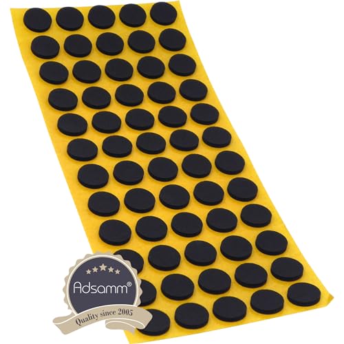 Adsamm® / 60 x self-Adhesive Anti-Slip Pads/Black/Ø 0.55 in (Ø 14 mm) / Round/Stick-on Non-Slip EPDM Rubber Pads/Furniture Protective Pads
