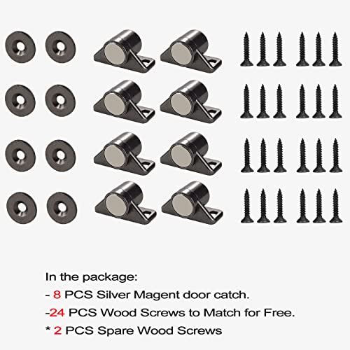 Keenkee 8 Pack Magnetic Cabinet Door Catch with Neodymium Magnet Cabinet Latch Magnetic Closure Hardware for Kitchen Cupboard and Closet Door Closing, Black Tone Gun Metal - color: Gun Metal 8ps