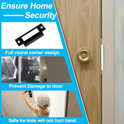3Pcs 4-7/8" Universal Door Strike Plate Replacement Stainless Steel Plated Lock Strike Plate T Strike Deadbolt Strike Plate Door Backplate Iron Matte Black Finish for Use(Large Hole)