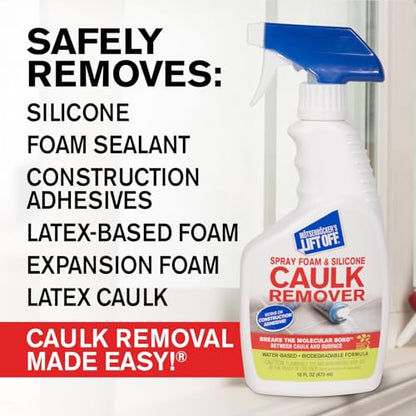 Motsenbocker’s Lift Off 41116 16-Ounce Silicone Latex Caulk and Foam Sealant Remover Spray is Safe on Showers, Construction Adhesives, Stainless Steel, Ceramic Water-Based, White - size: Pack of 1