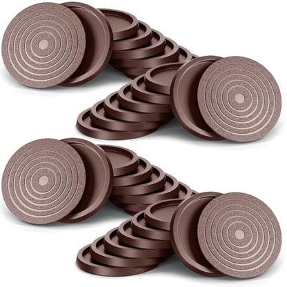 32Pcs 3.5in Furniture Coasters Non-Slip Bed Leg Pads Round Rubber Anti Sliding Caster Cups for Hardwood Floors Brown - size: 3.5in Brown 32Pcs