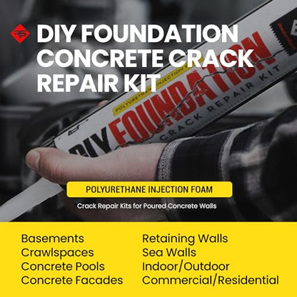 RadonSeal DIY Concrete Foundation Crack Repair Kit (20-ft) - The Homeowner's Solution to Fixing Basement Wall Cracks Like The Pros