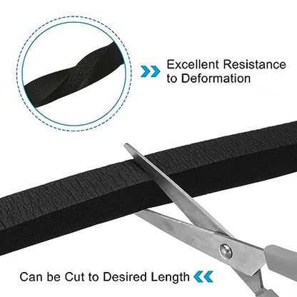 PATIKIL Foam Weather Stripping for Doors, 2 Rolls 5/8" W x 3/4" T Foam Seal Tape Adhesive Insulation Strip for Door Window Air Conditioning, Black(13 Ft Total Length in 2 Rolls) - size: 5/8" W X 3/4" T