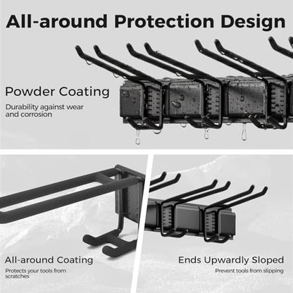 Garage Tool Organizer 48in - Heavy Duty Wall Mount Tool Storage Rack Load 350lb Garage Organization for Mop Rake Broom Shovel Folding Chair - size: 48 inch