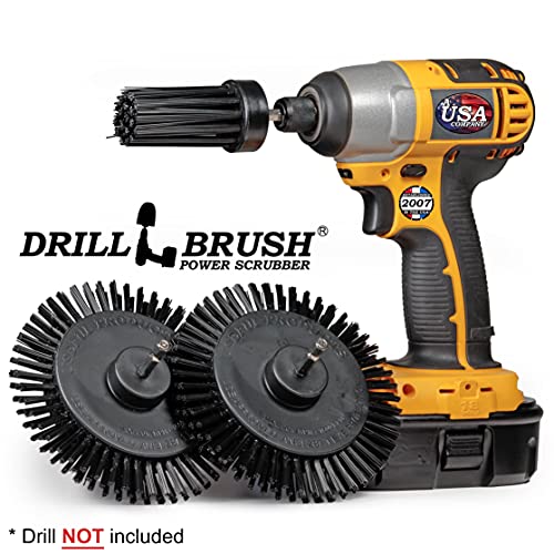 Grill Cleaning Drill Scrub Brush Attachment - Black Ultra Stiff Brush Attachments for Drill - BBQ, Griddle and Smoker Cleaning Brush - Nylon Grill Brush Stainless Steel - color: Black